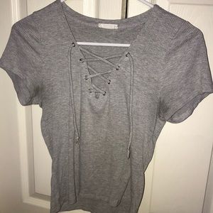 Gray lace up shirt